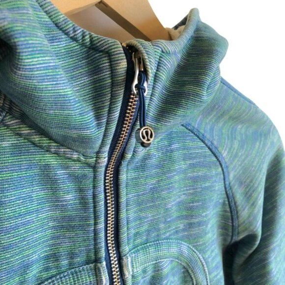 Lululemon Scuba Hoodie Size 6 Green Yellow Blue Stripes - Picture 8 of 11